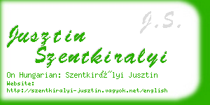 jusztin szentkiralyi business card